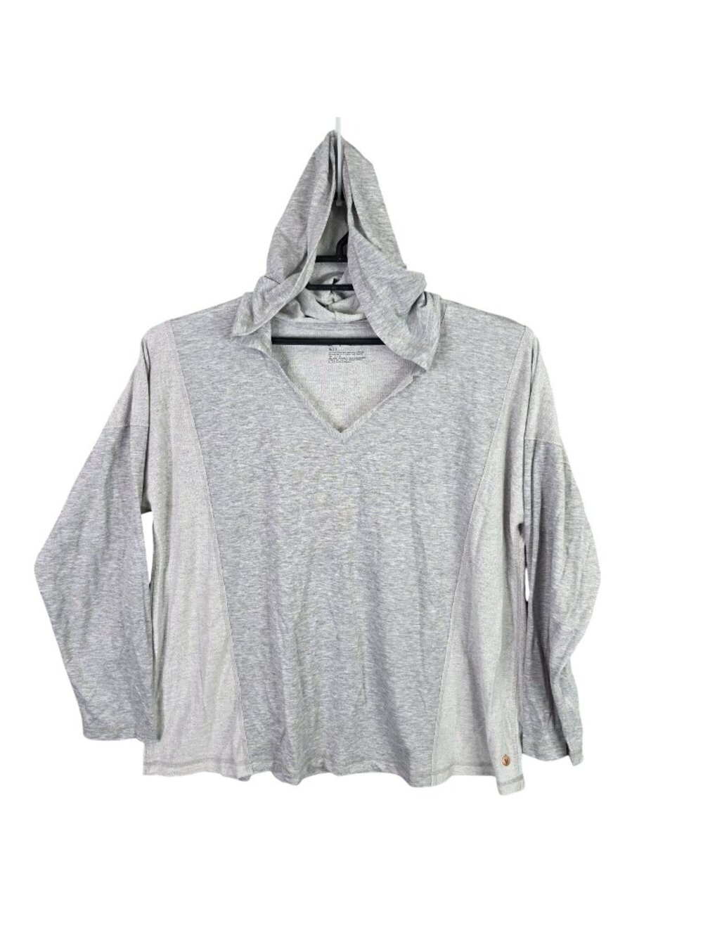 Womens Livi Gray Hooded V-Neck Top Long Sleeve Polyester Blend Size 18/20